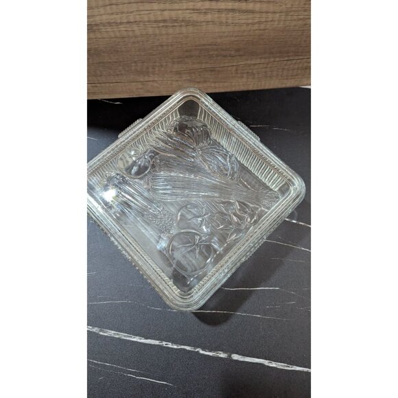 Federal Glass Clear Ribbed Refrigerator Dish W/ Veggie Lid Art - Vintage Charm - Picture 5 of 11